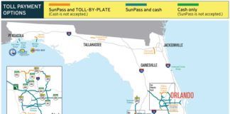 Betalvägar i Florida: Toll-by-plate i alla lägen betalvägar i Florida, No cash on Florida toll roads, carreteras de peaje en Florida, Mautstraßen ohne Bargeld