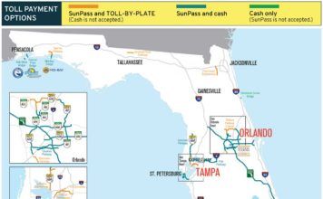 Betalvägar i Florida: Toll-by-plate i alla lägen betalvägar i Florida, No cash on Florida toll roads, carreteras de peaje en Florida, Mautstraßen ohne Bargeld